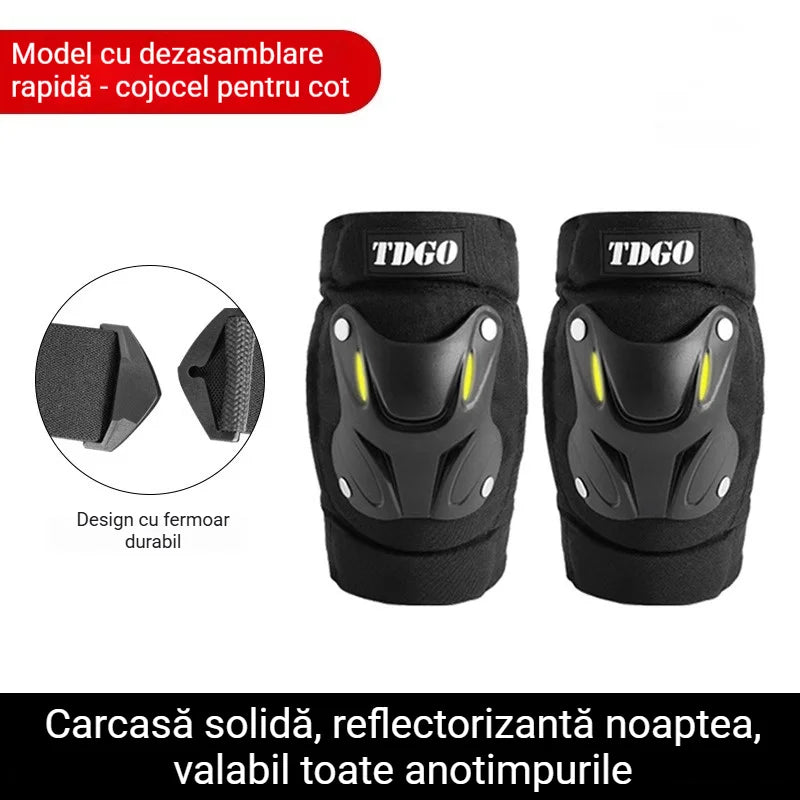 Limba Română: Set Genunchiere Profesionale Multiscop cu Cataramă Rapidă și Benzi Reflectorizante – Protecție Anti-Cădere pentru Moto, Reparații Auto, Gresie și Construcții