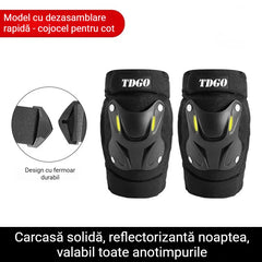 Limba Română: Set Genunchiere Profesionale Multiscop cu Cataramă Rapidă și Benzi Reflectorizante – Protecție Anti-Cădere pentru Moto, Reparații Auto, Gresie și Construcții
