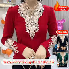 Csipke betétes női hosszú ujjú felső – rugalmas, karcsúsító szabás, elegáns és könnyen kombinálható