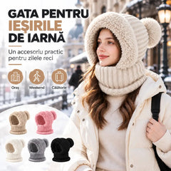 ❄️ Căciulă Integrată cu Fular și Protecție pentru Urechi – Confort complet de la cap până la gât în zilele friguroase! 🧣🧥