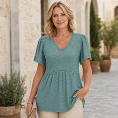 🛍️ Efect de Subțiere! Bluză Elegantă de Vară cu Decolteu în V și Talie Cambrată | S-3XL