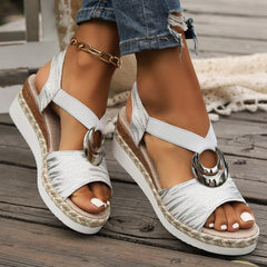 🔥👡【36-43】Sandale de vară noi la modă cu toc plat, mărime mare, cu talpă groasă
