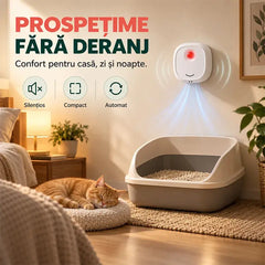 🐾 Purificator Inteligent și Deodorizant pentru Litieră – Senzor de Mișcare, Funcționare Ultra-Silențioasă (~20dB), Fără Consumabile – Aer Proaspăt Zi de Zi!