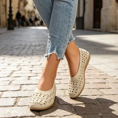 Balerini Casual din Piele Naturală cu Perforații: Talpă Moale Flexibilă, Design Slip-on Confortabil, Mărimi 36-43