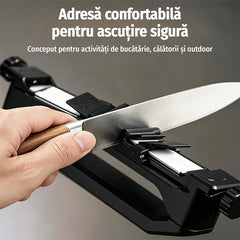 Dispozitivul inovator care transformă orice cuțit vechi într-o lamă de calitate profesională. Sigur, rapid și extrem de ușor de folosit!