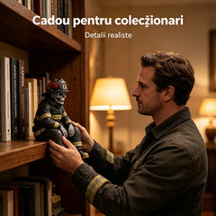 Statuetă Schelet Pompier, Polițist sau Militar pentru Raft, Decor Creativ de Craniu Așezat, Cadou și Ornament Halloween