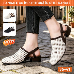 sandale elegante cu vârf ascuțit, design împletit, decupate și foarte respirabile