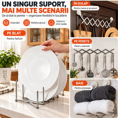 🍳 Suport Multifuncțional Pliabil din Oțel Inoxidabil – Reglați Spațiul după Bunul Plac, Ideal pe Blat sau pe Perete! 🌟📦
