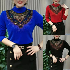 Női bélelt, karcsúsított alapfelső – meleg, elegáns csipkés részletekkel