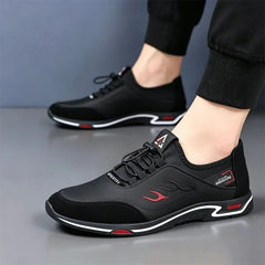 Pantofi Sport de Bărbați în Culori Contrastante, Adidași Casual cu Broderie Flacără și Șiret Elastic, Încălțăminte Ușoară și Confortabilă de Zi cu Zi