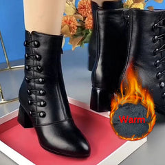 【50% OFF🔥7 napon belül kézbesítjük🔥】【35-42】Eladó🔥Női meleg bőr csizma oldalsó csattal