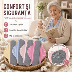 【10 buc】Absorbante Textile Reutilizabile și Lavabile din Bumbac cu Grafen – Protecție Impermeabilă Extinsă, Antibacteriene, Absorbție Rapidă și Respirabile
