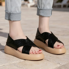 👡 Sandale Romane Premium cu Platformă Moale – Design Împletit Retro, Ușoare și Elegante, 3 Culori, Mărimi 35-40! ☀️🌊