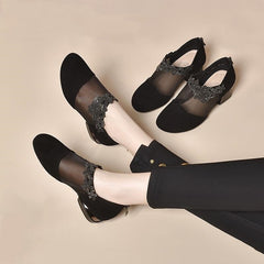 【50% OFF】🔥✨【35-41】🏆2026 új üreges hálós éksarkú puha talpú női magassarkú