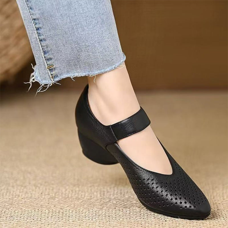 👠 Pantofi cu toc înalt, vârf ascuțit, stil britanic elegant, cu design decupat