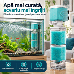 🐟 Filtru Intern Multifuncțional pentru Acvariu (5 în 1) – Apă Cristalina, Oxigenare Eficientă, Aspirație Reziduuri și Funcționare Silențioasă (25 dB)!