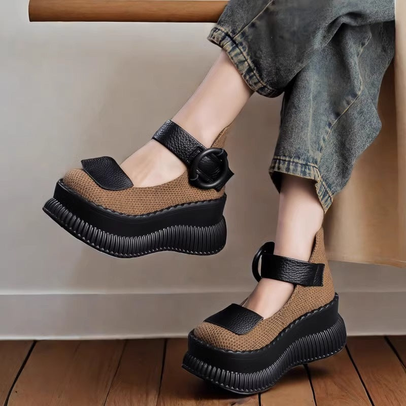🔥Sandale noi damă cu platformă și talpă ortopedică｜Stil coreean retro roman, înălțare și confort