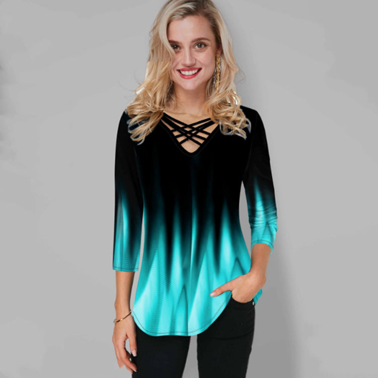 🔥【S-5XL】Női póló Divatos, lezser, V-nyakú női póló