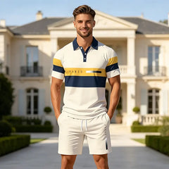 Colecția de Vară 2026 ✨ Set Polo și Pantaloni Scurți pentru Bărbați 🏝️ Imprimeu 3D Digital Modern!