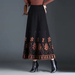 Női magas derekú A-vonalú kötött szoknya – rugalmas, karcsúsító és elegáns stílus