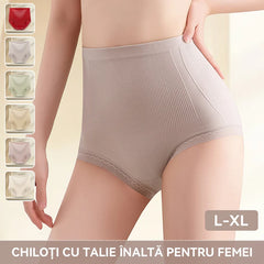 【6 buc】Set 6 Perechi Chiloți Modelatori de Damă Mărimi Mari, Talie Înaltă pentru Controlul Abdomenului, Fără Cusături, Clin din Mătase naturală, Elasticitate Ridicată, Respirabili, Textură Striată