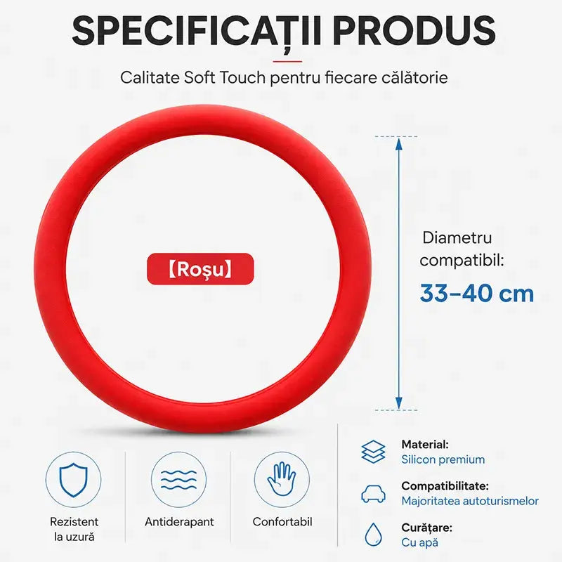 Husă Siliconică Universală pentru Volan Auto – Material Ecologic, Anti-Transpirație, Anti-Alunecare & Răcoritoare la Atingere 🚗❄️✨