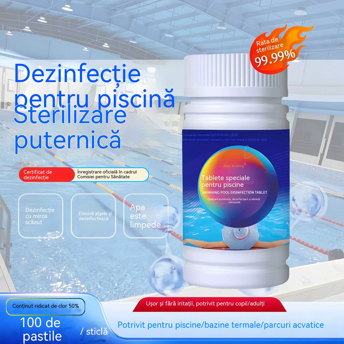 🔥【Cumpără 1, primești 1 gratis】🏊‍♀️💧Tablete de curățare a piscinei pentru apă curată și limpede.