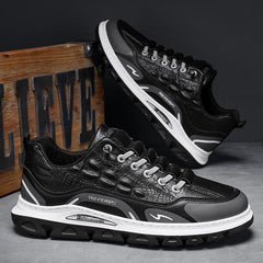 Férfi könnyű és légáteresztő sportos utcai cipő – Krokodil mintás bőrhatású felsőrész (38–45)