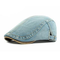 Șapcă Retro din Denim Spălat stil Beretă Britanică Unisex – Șapcă Clasică de Blugi cu Cataramă Reglabilă pentru Bărbați și Femei