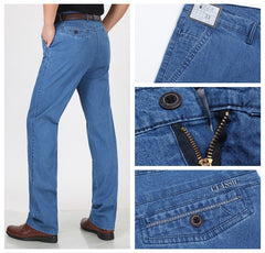 🔥👖【Akció – 40% kedvezmény】Magas derekú, rugalmas és plus size férfi farmernadrág