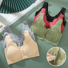 【Set de 5 Bucăți】Sutien de Damă Fără Balene, cu Închidere Frontală【Potrivit pentru 40–100 kg】