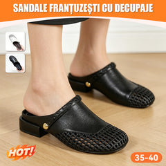 papuci tip franțuzesc cu vârf închis și design decupat