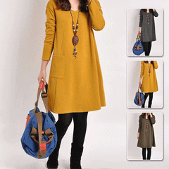 🔥【50% KEDVEZMÉNY】Új érkezés: Legnépszerűbb bő szabású, egyszínű hétköznapi ruha