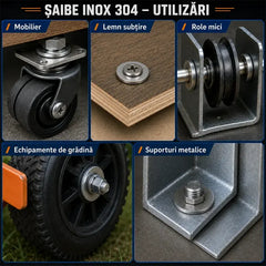 Set Șaibe Plate Subțiri și Îngroșate din Oțel Inoxidabil 304 (M1.6-M20, 14 Dimensiuni) - Șaibe Metalice Rotunde Anti-Rugină cu Cutie de Organizare pentru Șuruburi