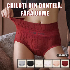 [Pachet de 6] Chiloți din dantelă cu talie înaltă, din bumbac pur, confortabili și respirabili