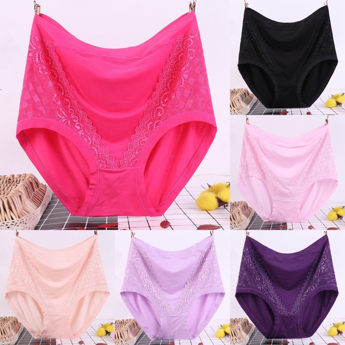 🔥🩲【Set de 6 bucăți】Chiloți cu talie înaltă, antibacterieni, cu efect de modelare a abdomenului