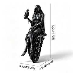 🛍️ Estetică Misterioasă! Statuetă Gotică din Rășină cu Femeie și Corb | 4.55.512CM
