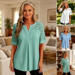 ✨【S-6XL】🎉 Tricou damă din dantelă, mânecă scurtă, model nou 2026