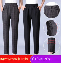 🔥Fekete pénteki különleges ajánlatok🏆🔥【45–90 KG】Őszi-téli női magas derekú egyenes nadrág – meleg plüss belsővel vagy belső nélkül választható