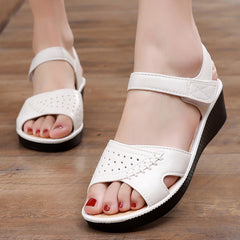 【36-40】Sandale din piele naturală cu platformă mică (3 cm) – confortabile, antiderapante, ideale pentru vară