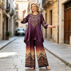 Seturi Elegante din Satin cu Imprimeuri Rafinate – Croială Lejeră, Confort Suprem și Stil Impecabil pentru Orice Ocazie! ✨