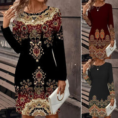 🔥🥰【S-5XL】2025 rochie noua imprimata cu gat rotund