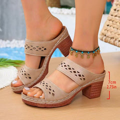 🔥✨【Mărimi 36-40】Sandale elegante și stilate cu toc înalt, ajurate, pentru femei, confortabile și respirabile