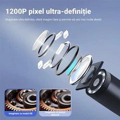 Cameră Endoscopară Industrială HD E300 (Type-C/USB):Detector pentru Țevi și Reparații Auto, Rezoluție Înaltă, Impermeabilă IP67, Foto-Video, cu 5 Accesorii Cadou