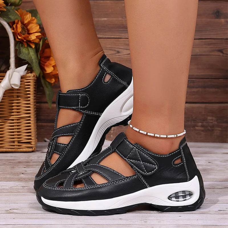 Sandale casual din piele naturală: design ajurat, talpă groasă și flexibilă, mărimi 36-43