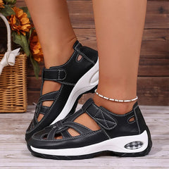 Sandale casual din piele naturală: design ajurat, talpă groasă și flexibilă, mărimi 36-43