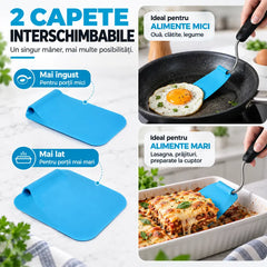 🍳 Spatulă Reglabilă pentru Gătit cu Capete Interschimbabile – Unghi Flexibil, Fără Zgârieturi, Ideală pentru Tigăi, Oale Adânci și Tăvi!