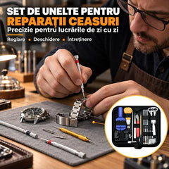 ⌚ Set Profesional 147 Piese pentru Reparații Ceasuri – Schimbare Baterie, Ajustare Curea & Întreținere acasă! (Cu Trusă de Transport)