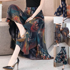 🔥🔥【XL-5XL】Pantaloni imprimați, cu talie largă, slim fit, din șifon, răcoros și confortabil.