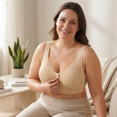 （3 buc）💕🎁【45kg-155kg】Sutien supradimensionat, respirabil, din bumbac moale, cu nasturi frontali